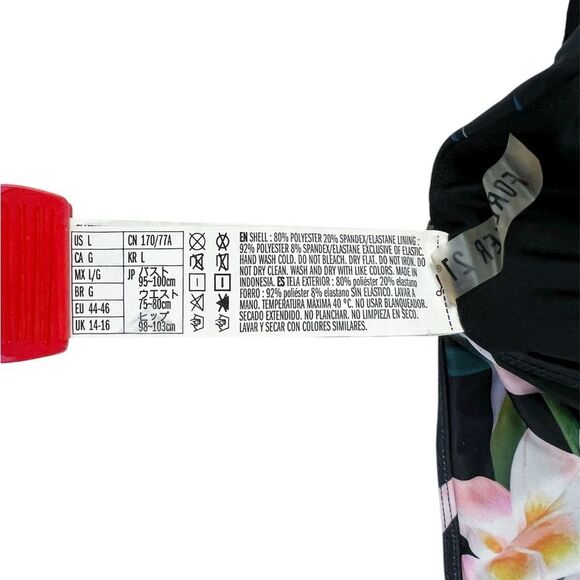 Forever 21 Black Floral One Piece Swimsuit Criss Cross Back Size Large - Picture 5 of 5